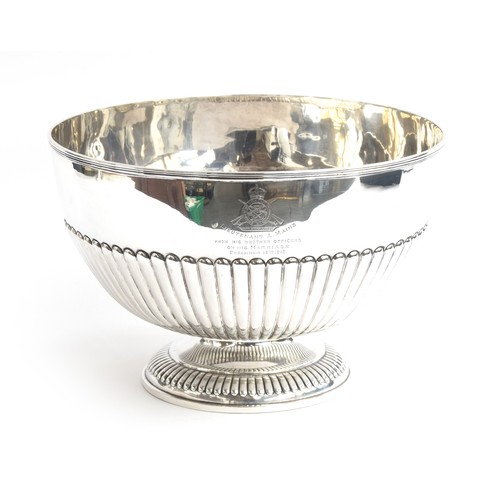 107 - A large silver rose bowl by Asprey & Co Ltd, London 1899, half fluted body on a fluted spreading foo... 