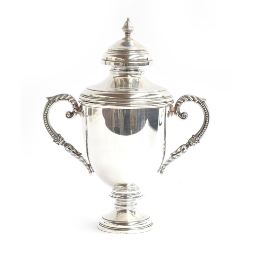 110 - A large silver twin handled cup and cover by Asprey & Co Ltd, London 1993, 27cm high, 26ozt