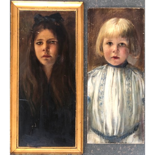 327 - Ferdinand Max Bredt (1868-1921), pair of portraits of children, one signed the other framed, oil on ... 