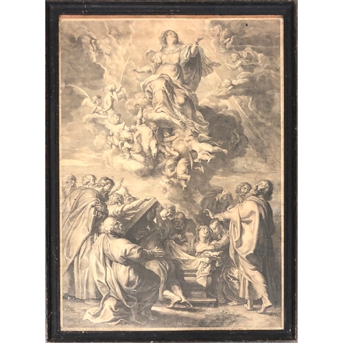 291 - Bolswert after Rubens, 'Assumption of the Virgin Mary', 17th century engraving, 63x45cm