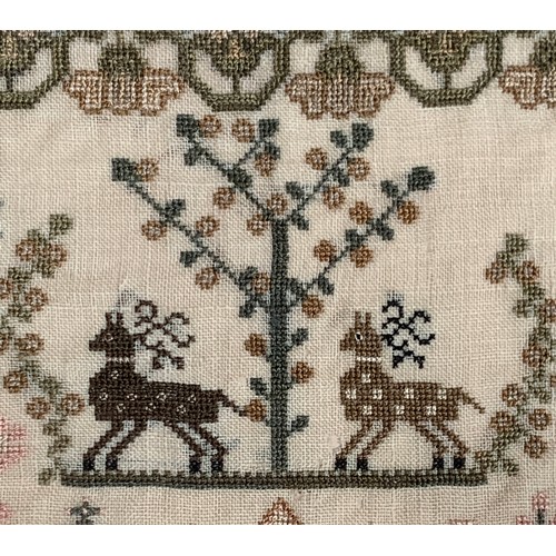 280 - A George III needlework verse sampler by Mary Wickham, aged 11, dated 1819, the verse reading 'The o... 