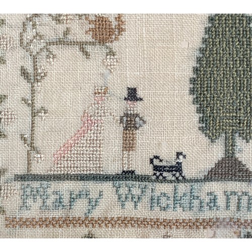 280 - A George III needlework verse sampler by Mary Wickham, aged 11, dated 1819, the verse reading 'The o... 