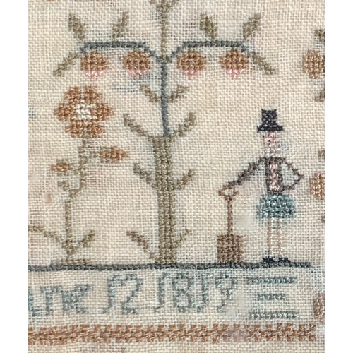 280 - A George III needlework verse sampler by Mary Wickham, aged 11, dated 1819, the verse reading 'The o... 