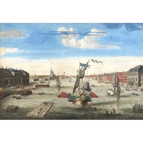 301 - After Robert Sayer, 'View of the River Neva in St.Petersburg', coloured engraving, 24x35cm