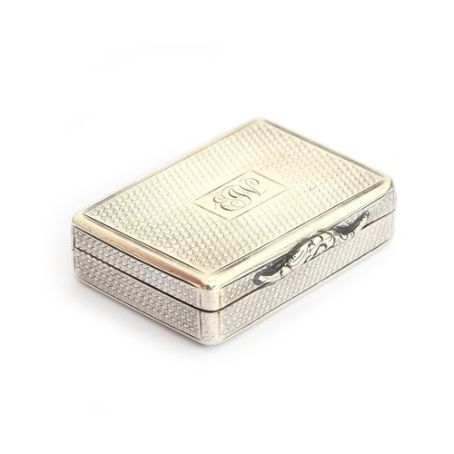 136 - A George IV silver vinaigrette by Nathaniel Mills, Birmingham 1830, rectangular form, monogrammed EW... 