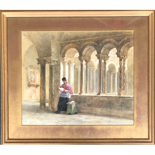 318 - Herbert Menzies Marshall (1841-1913), 'The Lateran Cloisters, Rome', watercolour on paper, 35x42cm