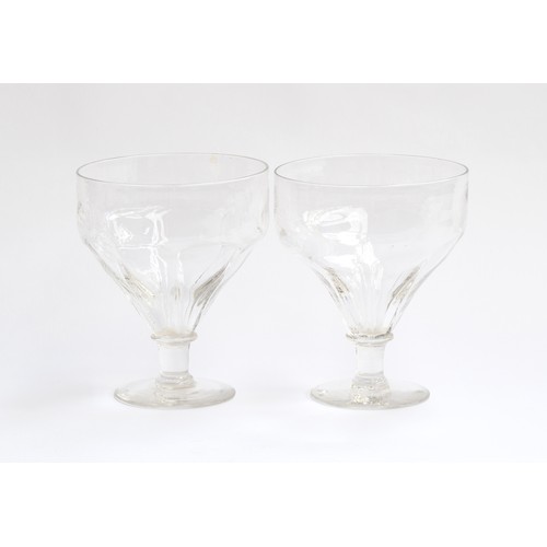 258 - A pair of large 19th century hand blown glasses, each 18.5cm high