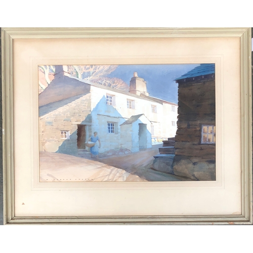 312A - William Heaton Cooper (1903-1995), 'Cottages in Langdale', watercolour, signed, 36x55cm