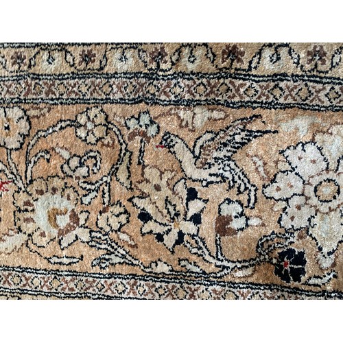 716 - Persian silk Qum rug, animals among foliage, 211x141cm