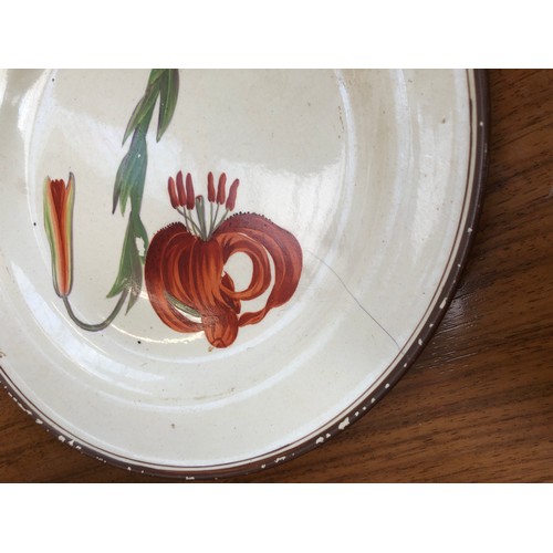 229 - A Davenport pearlware botanical dessert service, each piece hand painted with a flower within brown ... 