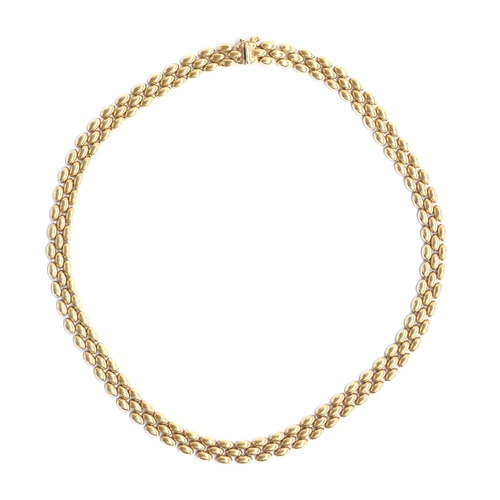 98 - A heavy 9ct gold panther link necklace, 43cm long, 40.8g