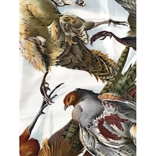 An Hermes silk scarf designed by Henri de Linares, pheasants on a