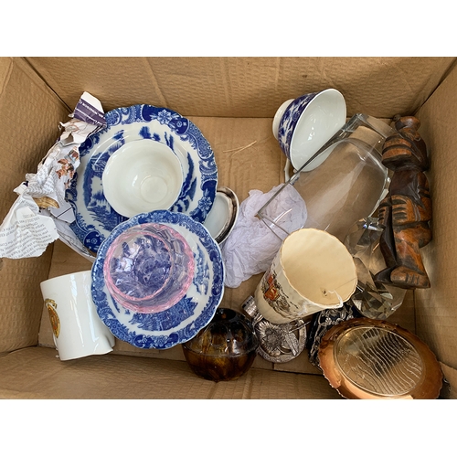 119 - A mixed lot of ceramics and other items to include Torquay pottery teapot with thistle; blue and whi... 