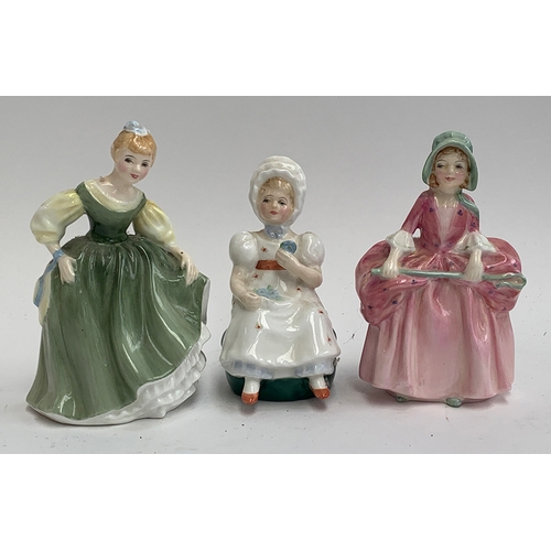 123 - Three Royal Doulton figures: Fair Maiden HN2211; Kathy HN2346; and Bo-Peep HN1811