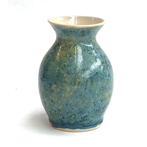 86 - A studio pottery crystalline glaze vase, stamped to base, 14.5cmH