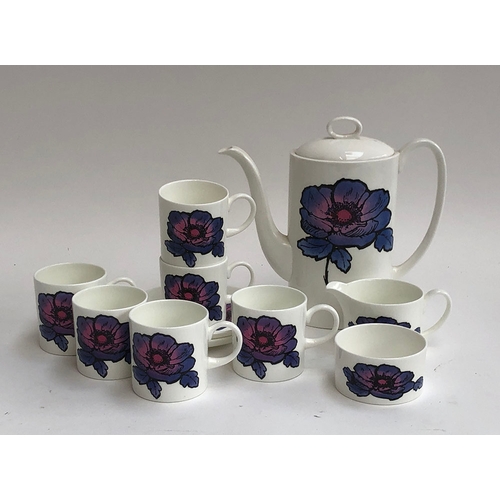 87 - A Wedgwood Susie Cooper 'Blue Anemone' part coffee service, 11 pieces