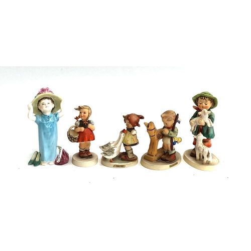 93 - Four Goebel Hummel figurines, Goose Girl, Prayer before Battle, Little Shopper, Shepherds Boy; toget... 