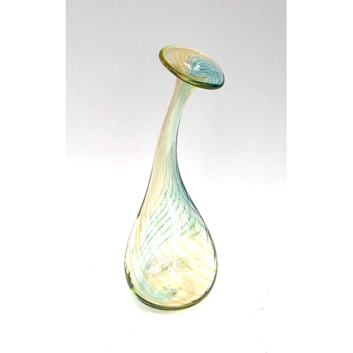 105 - A Venetian glass vase, blue and green striped design, 30cmH