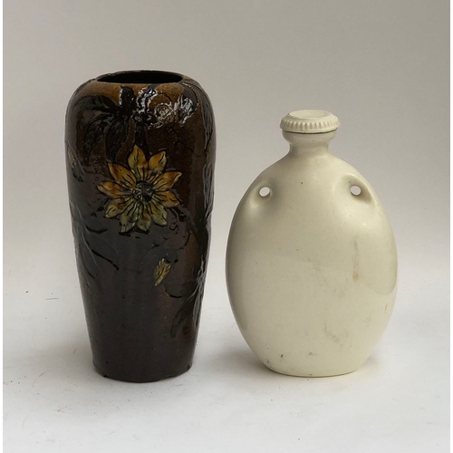 111 - An early 20th century treacle glaze vase with floral design, 29cmH; together with a Grimwades Ltd 'M... 