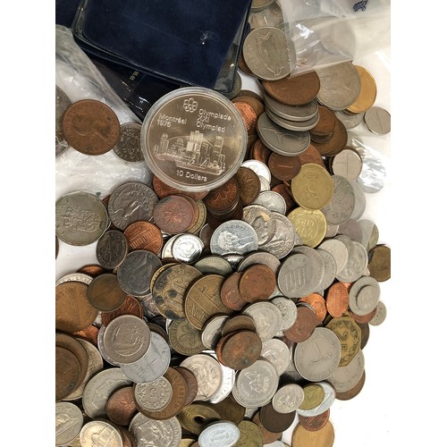 44 - A large quantity of British and World coins to include a bracelet made from 11 India two annas coins... 