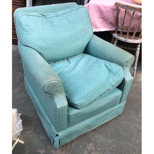 749 - A 20th century teal upholstered armchair, 79cmW