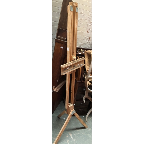 788 - A beech floorstanding artists easel