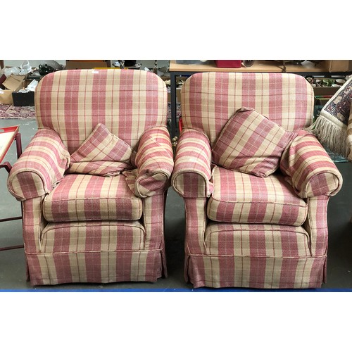 768 - A pair of armchairs upholstered in tartan tweed style fabric, each 80cmW