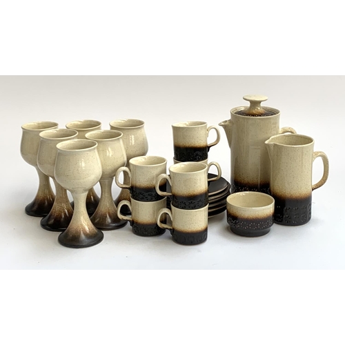 94 - Iden pottery, Rye, Sussex: Studio pottery coffee service, comprising coffee pot, milk jug, sugar bow... 