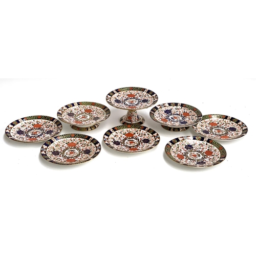 106 - A set of late 19th/early 20th century Royal Crown Derby Imari pattern ceramics, to include a tazza d... 