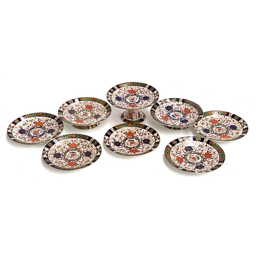 106 - A set of late 19th/early 20th century Royal Crown Derby Imari pattern ceramics, to include a tazza d... 