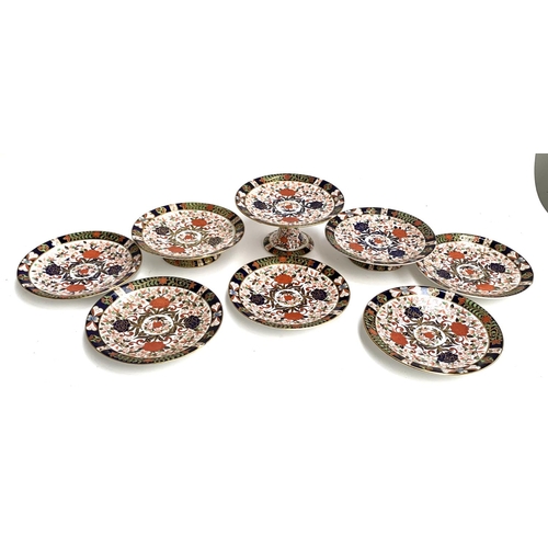 106 - A set of late 19th/early 20th century Royal Crown Derby Imari pattern ceramics, to include a tazza d... 