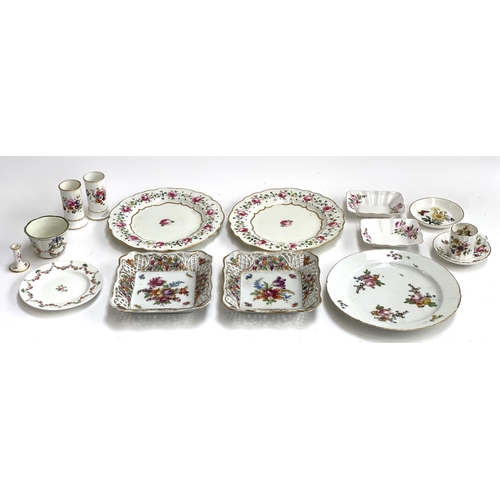 114 - A mixed lot of good floral ceramics, to include a pair of Royal Crown Derby plates c.1820; a pair of... 