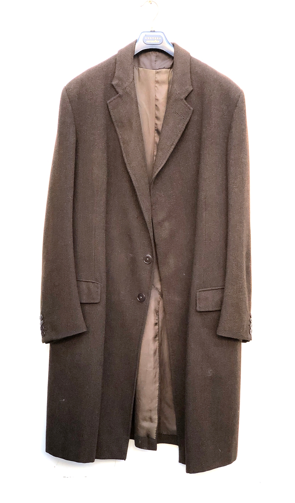 A Denman & Goddard gent's single breasted brown tweed overcoat c.1963
