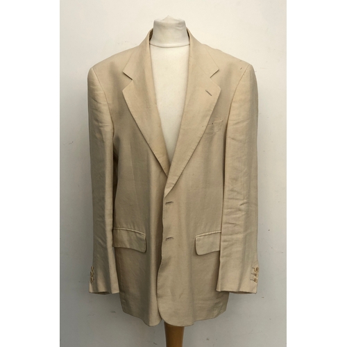 An Airey & Wheeler ivory linen suit, half lined, 38