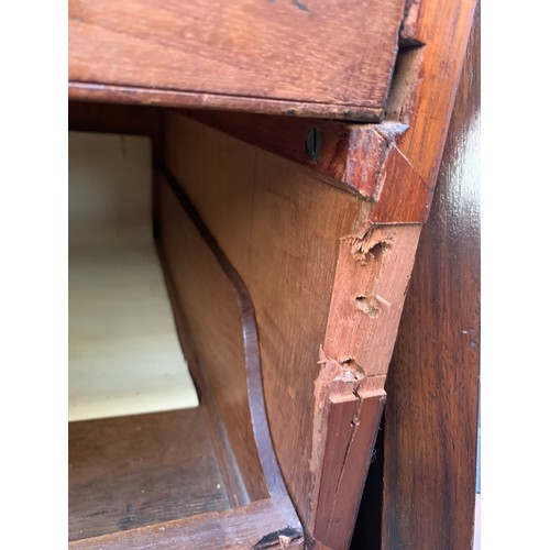 844 - A 19th century mahogany linen press, five slides over three drawers (af), 130x59x197cmH