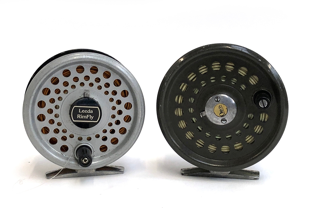Orvis Madison trout fly reel, 3 1/2, together with a Leeda Rimfly trout fly  reel, 3 1/4 loaded wit