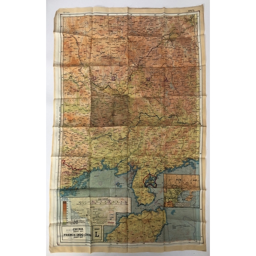 974 - Two WW2 RAF issue silk escape maps 44 A/B and 44 L/M: Sheet A India (Part Of) and Burma (North West)... 