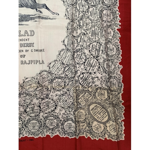 50 - Horse racing interest: A silk scarf commemorating the 1934 Epsom Derby winner, 'Windsor Lad by Bland... 