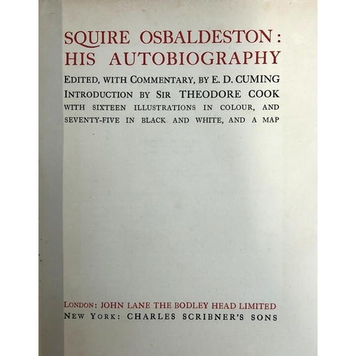 180 - CUMING, E.D. (ed.): 'Squire Osbaldeston, His Autobiography', John Lane, rep. July 1926. Marks to low... 