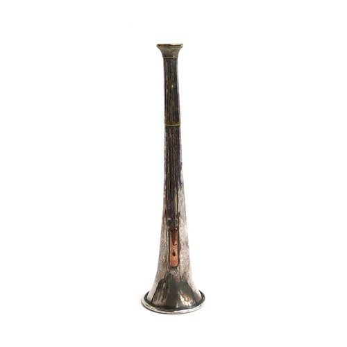 111 - A silver plated copper hunting horn marked 'Kohler Makers, Henrietta Street, Covent Garden, London' ... 