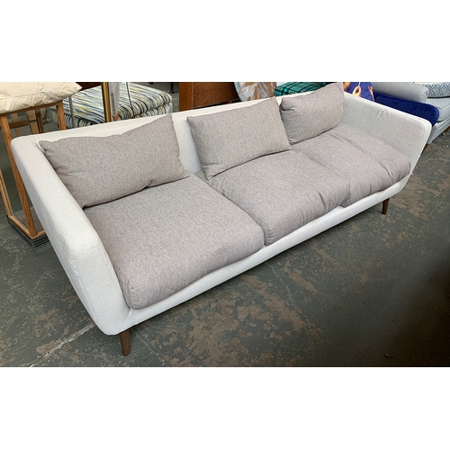 1636 - A large grey three seater mid century style sofa, by Designers Guild Furniture, 235x86x71cmH