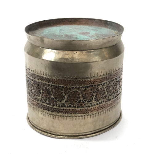 1656 - An Eastern metal drum table, 46x45cm