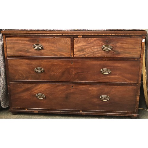 1695 - A Georgian and later chest of two short over two long drawers, 122x58x81cmH