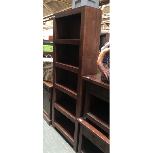 1684 - A heavy mango wood storage unit, five shelves, 76x30x204cmH