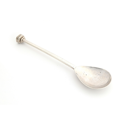 117 - A silver Arts and Crafts style seal topped spoon by Guild of Handicraft, London 2001, with planished... 