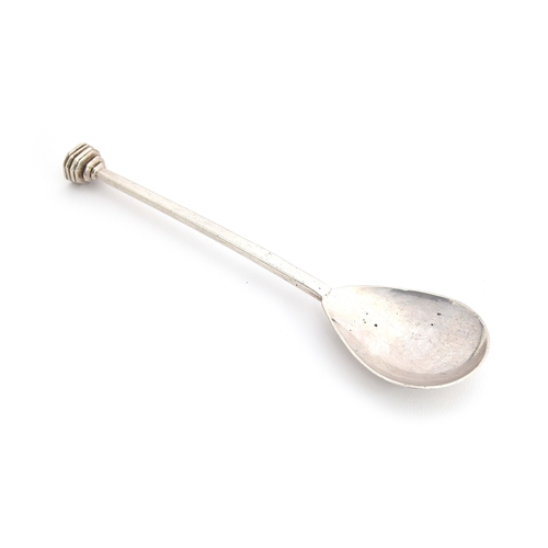 117 - A silver Arts and Crafts style seal topped spoon by Guild of Handicraft, London 2001, with planished... 