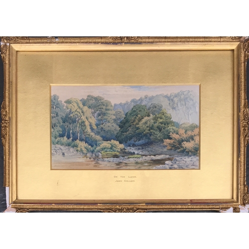 639 - John Callow O.W.S (1822-1878), 'On The Lledr', watercolour, signed and dated 1866 lower right, 15cm ... 