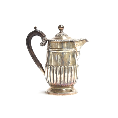 126 - A small late Victorian silver coffee pot, by Henry Stratford, London 1899, gadrooned rim, wooden scr... 