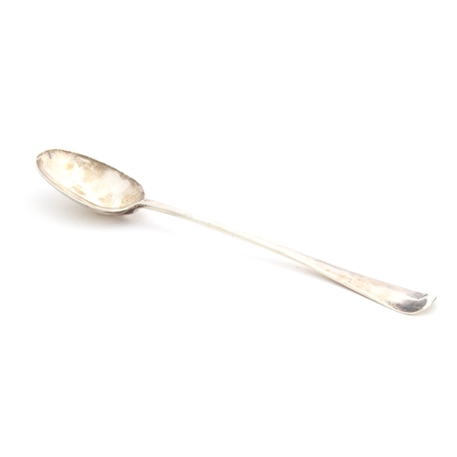 114 - A very early Hanoverian pattern silver serving spoon, dated for London 1710, 31.5cm long, 4.6ozt