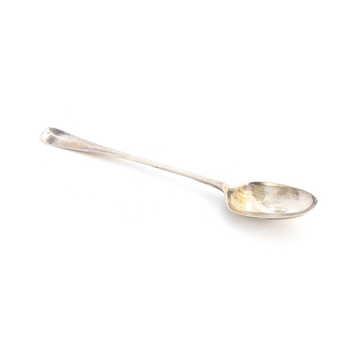 114 - A very early Hanoverian pattern silver serving spoon, dated for London 1710, 31.5cm long, 4.6ozt